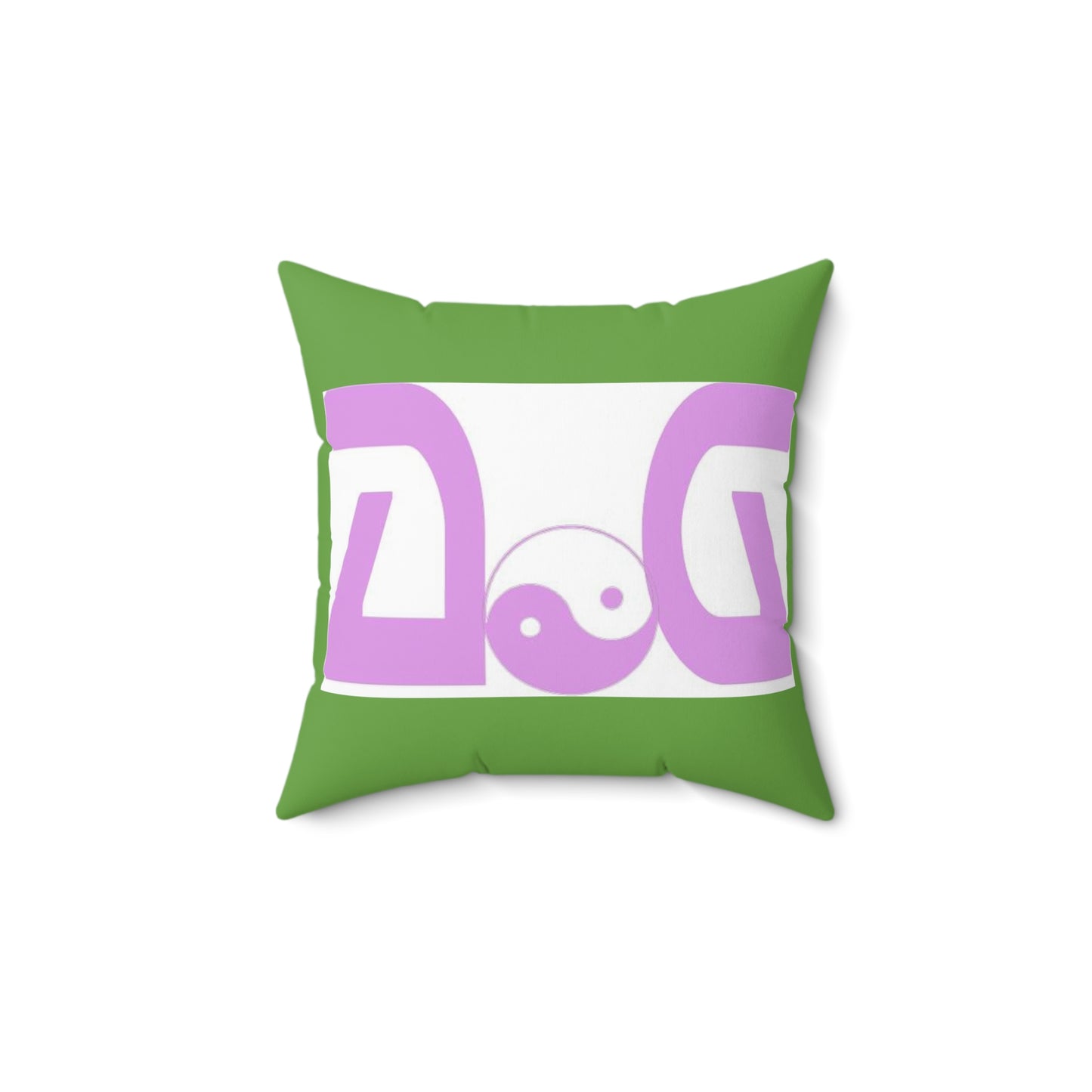Pink - Green Spun Polyester Square Pillow
