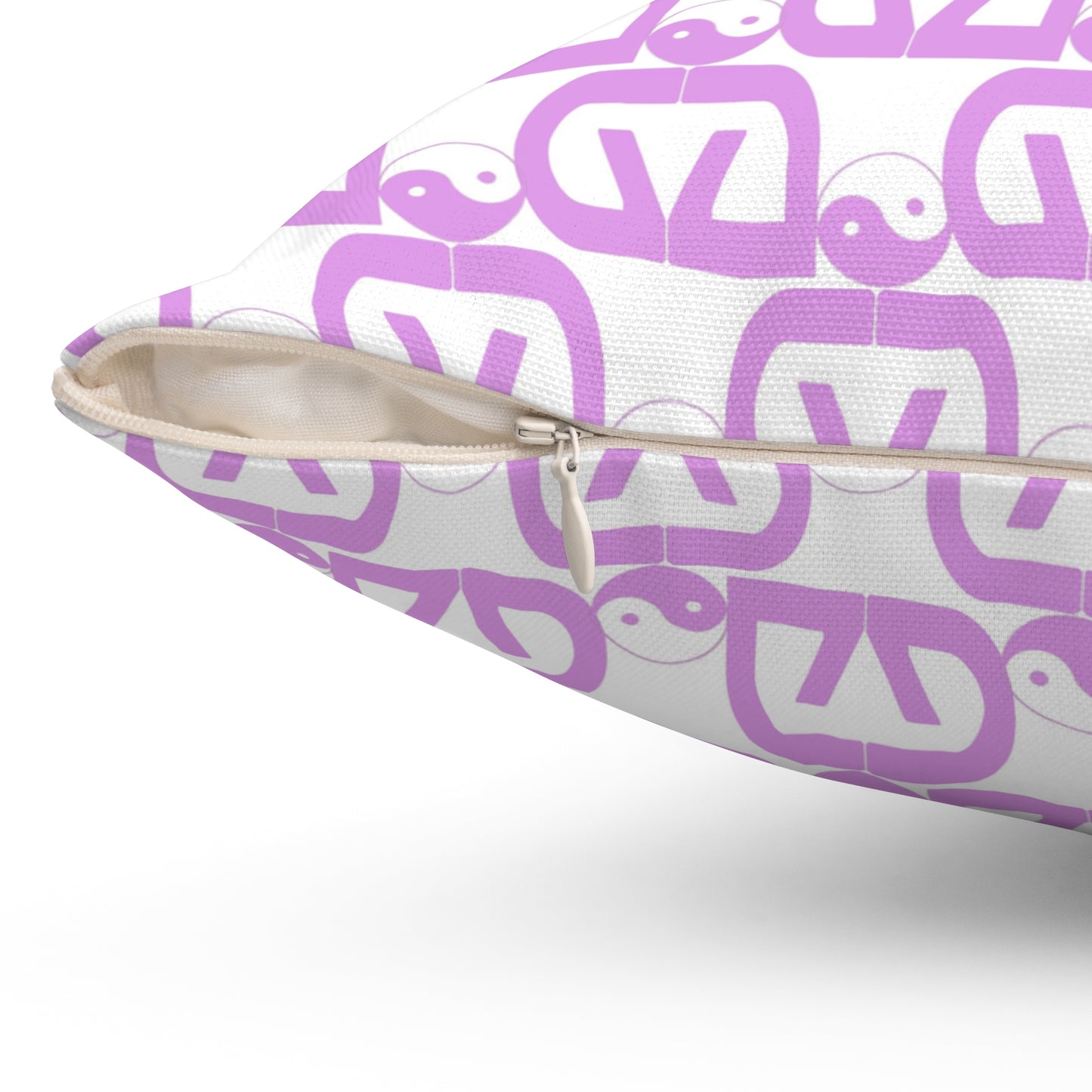Pink-White Spun Polyester Square Pillow