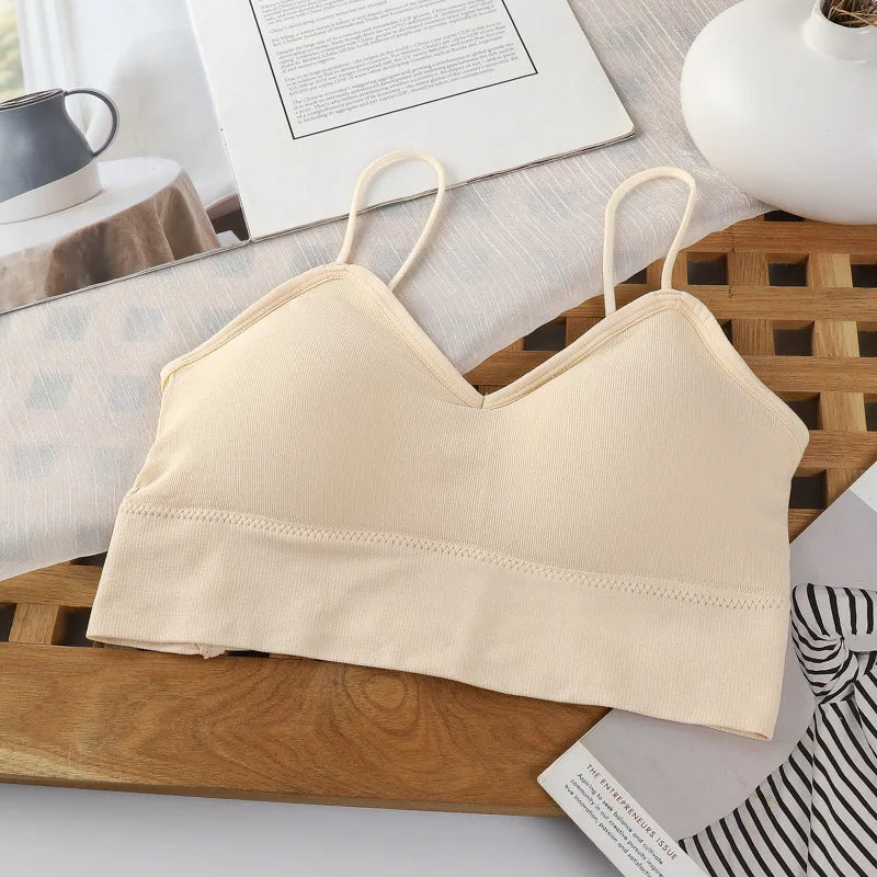 Women's Cotton Underwear Tube Tops Sexy Solid Color Top Girls' Steel Ring Free Sports Tank Top Woman Comfort Strap Sexy Lingerie