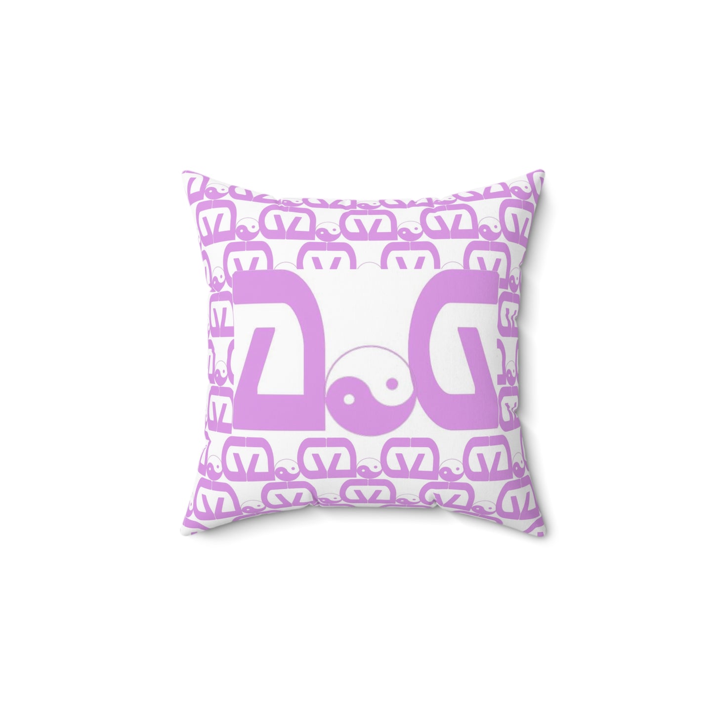 Pink-White Spun Polyester Square Pillow