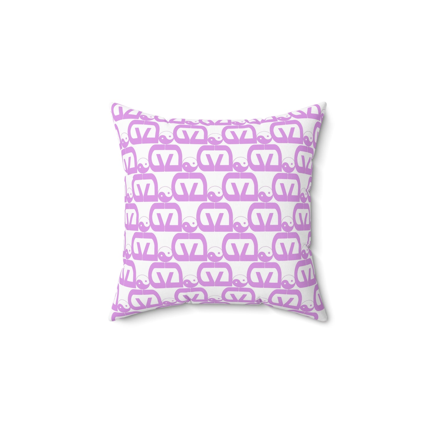 Pink-White Spun Polyester Square Pillow