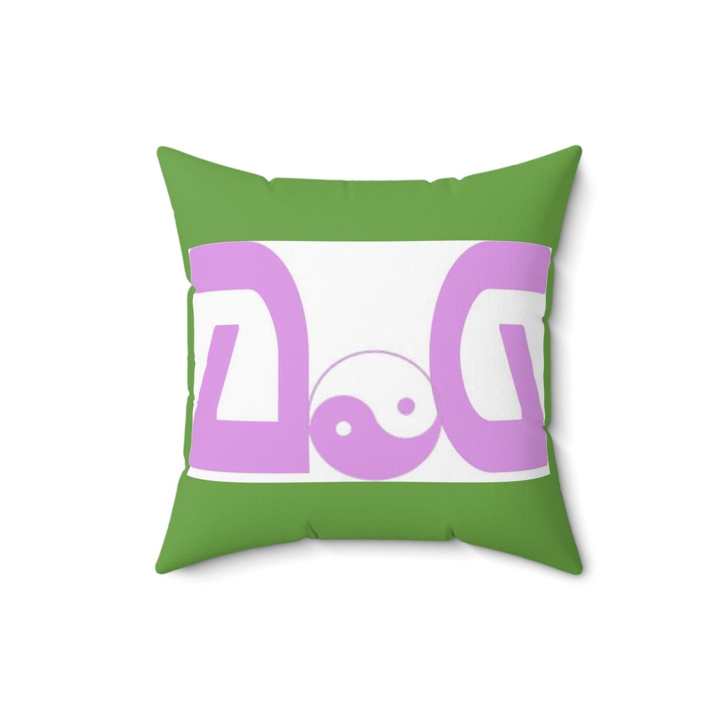 Pink - Green Spun Polyester Square Pillow