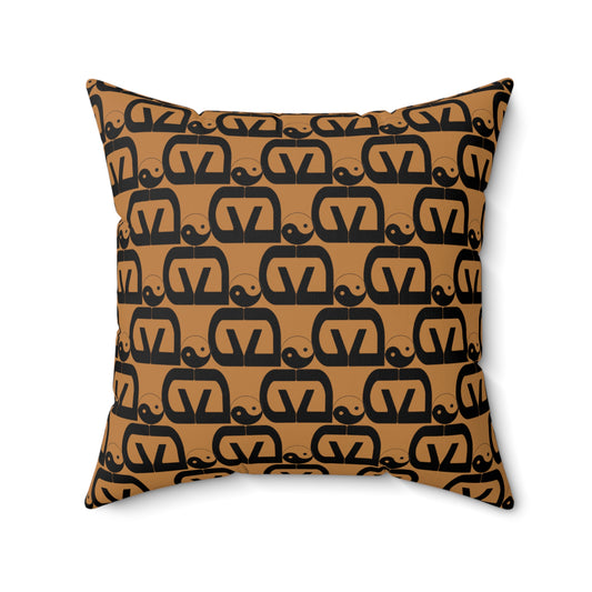 Brick-Light Brown Spun Polyester Square Pillow