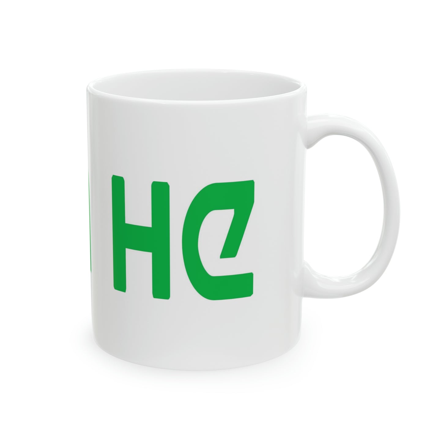 “I Am He” Green White Ceramic Mug, 11oz