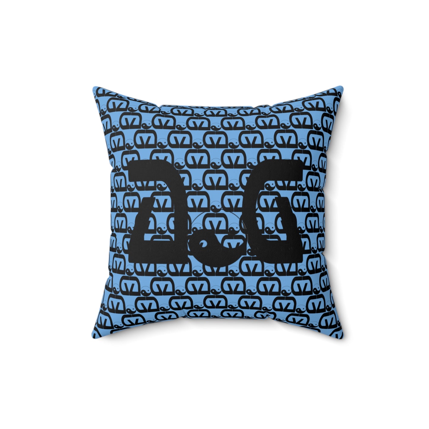 Brick-Light Blue Spun Polyester Square Pillow