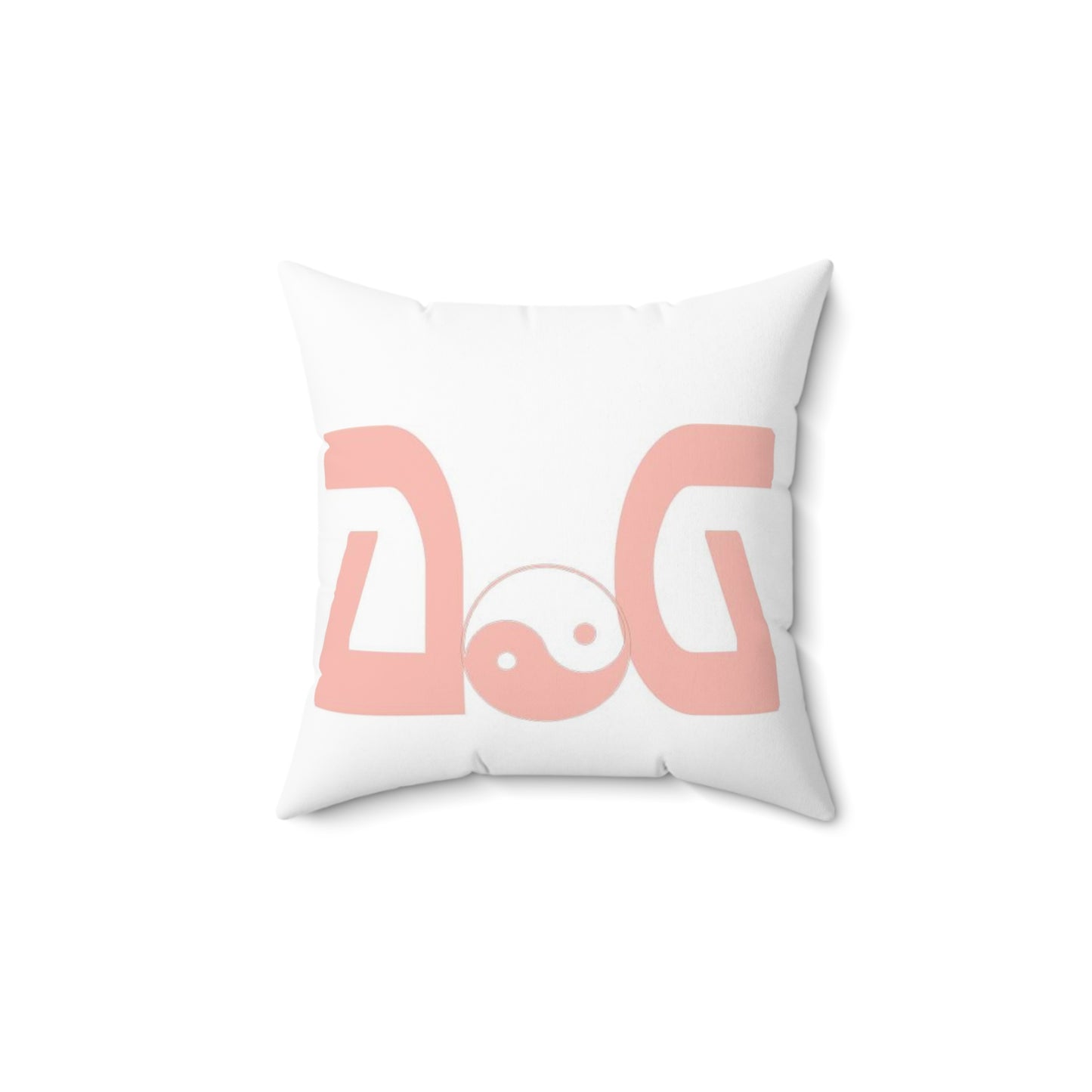 Pink-White Spun Polyester Square Pillow