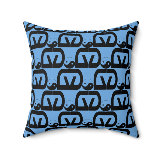 Brick-Light Blue Spun Polyester Square Pillow