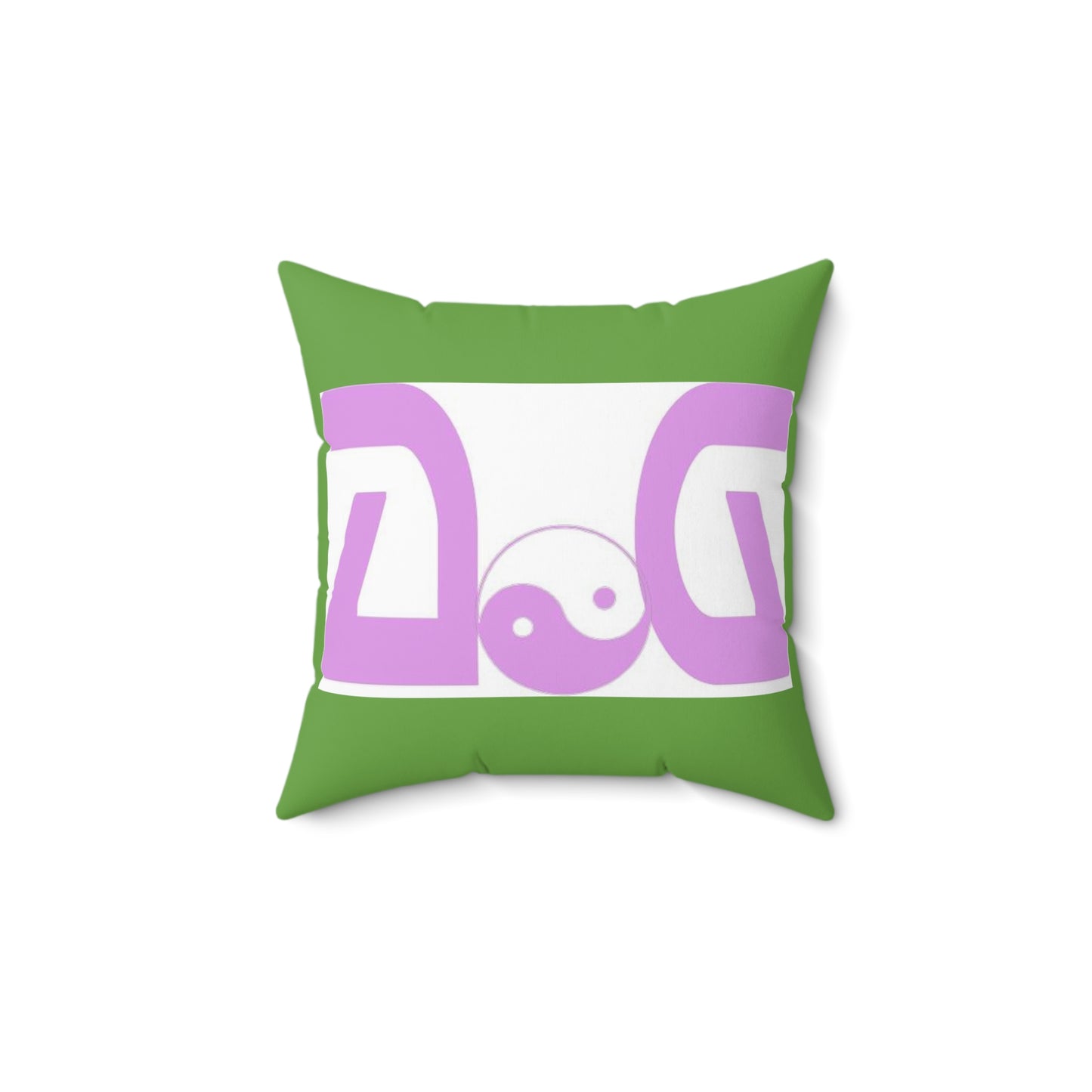 Pink - Green Spun Polyester Square Pillow