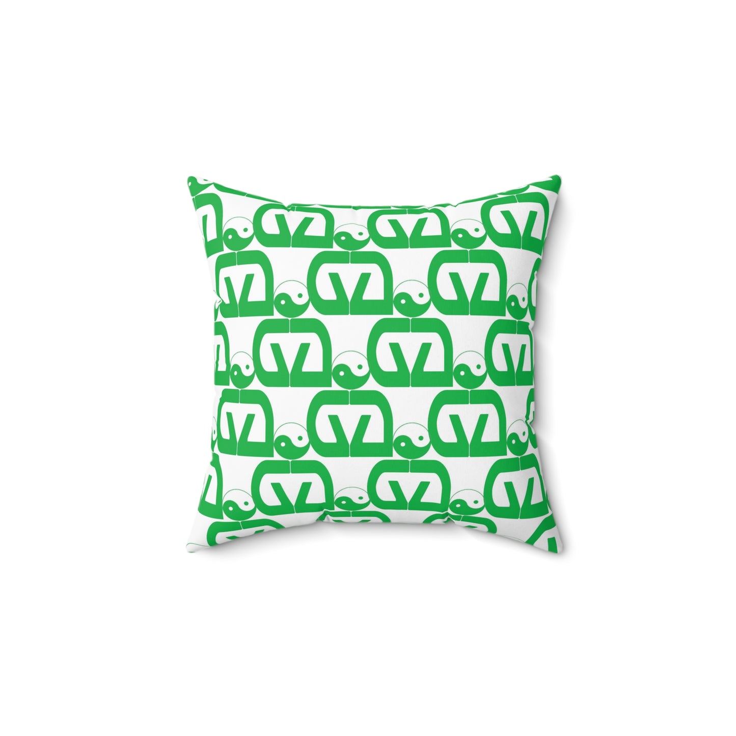 Green/Pink-White Spun Polyester Square Pillow