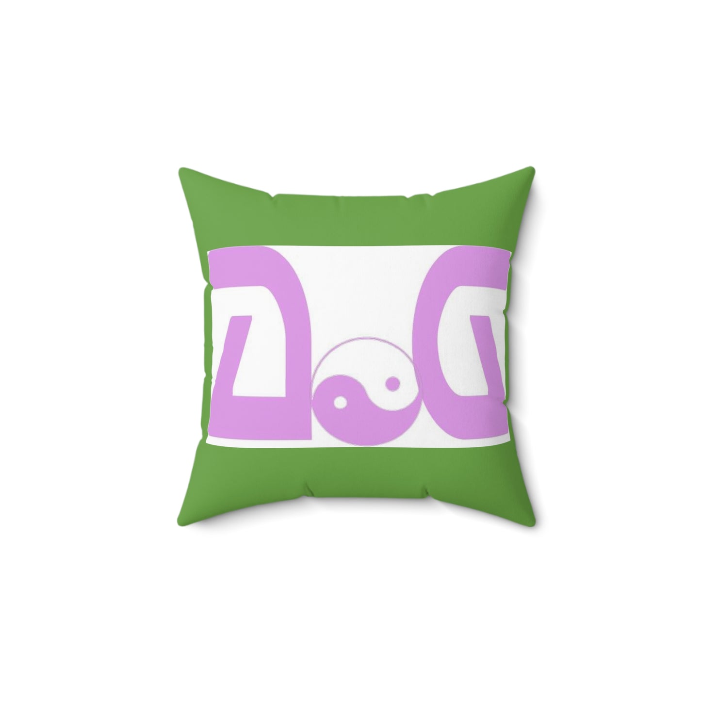 Pink - Green Spun Polyester Square Pillow