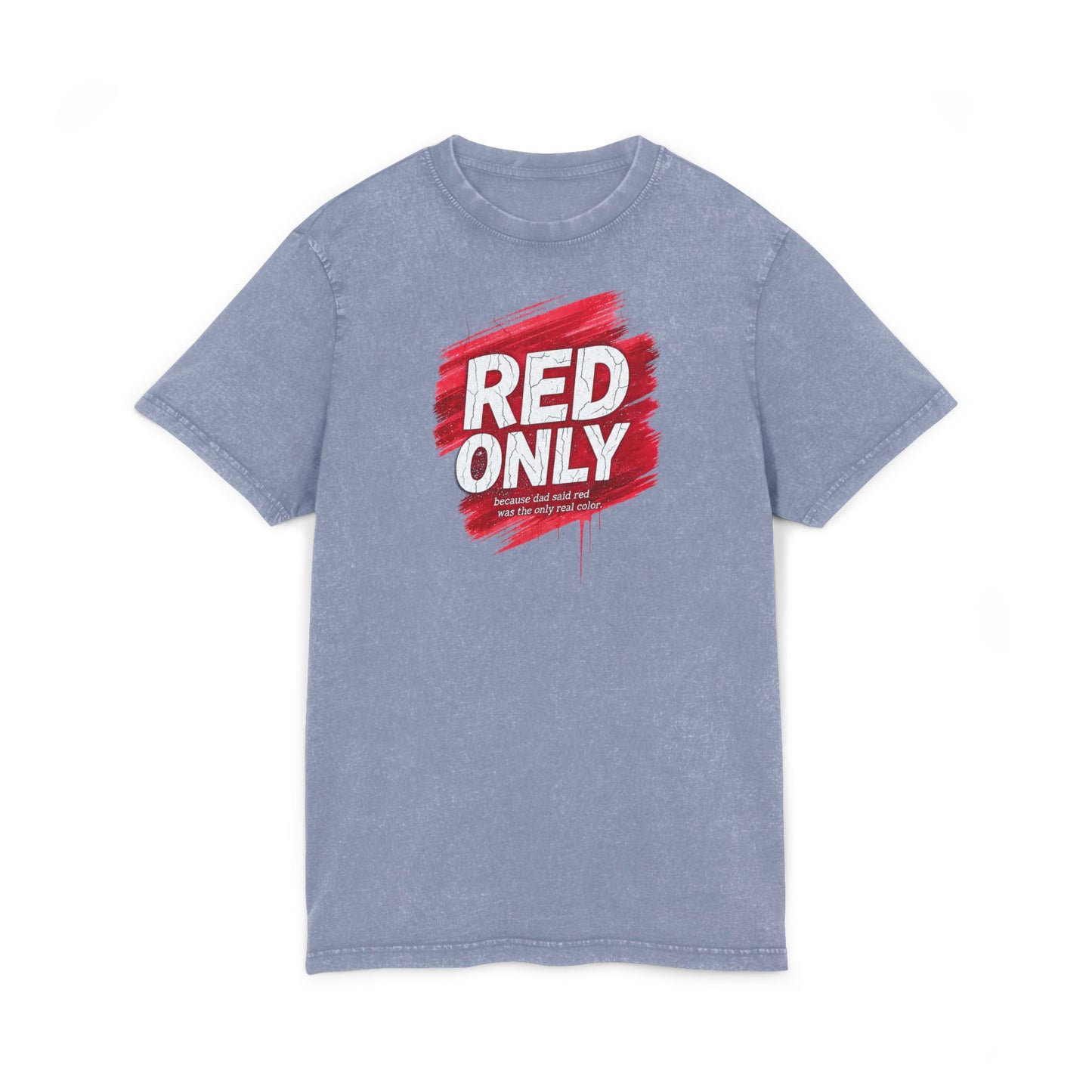 Red Only Acid Washed Round Neck Tee