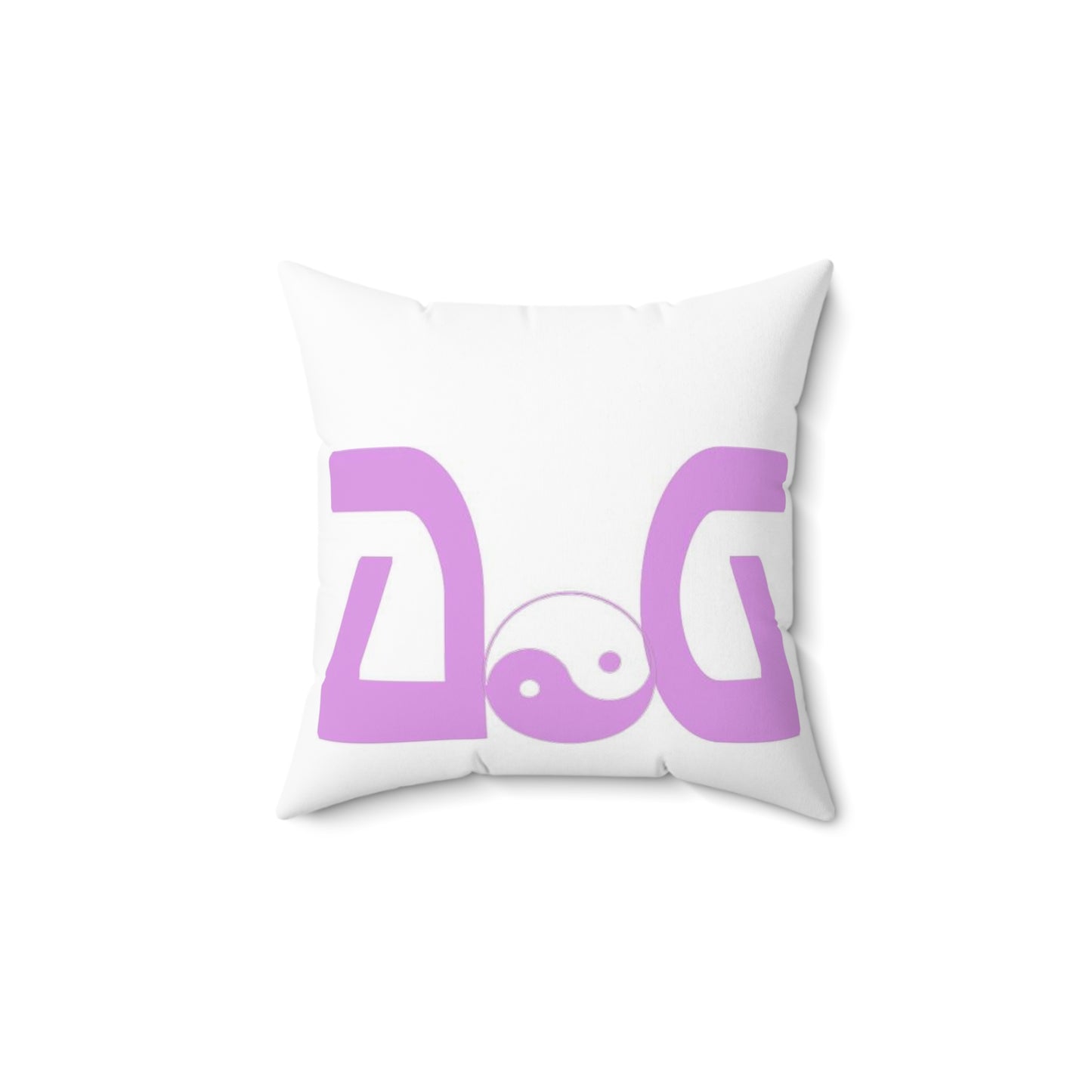 Pink-White Spun Polyester Square Pillow