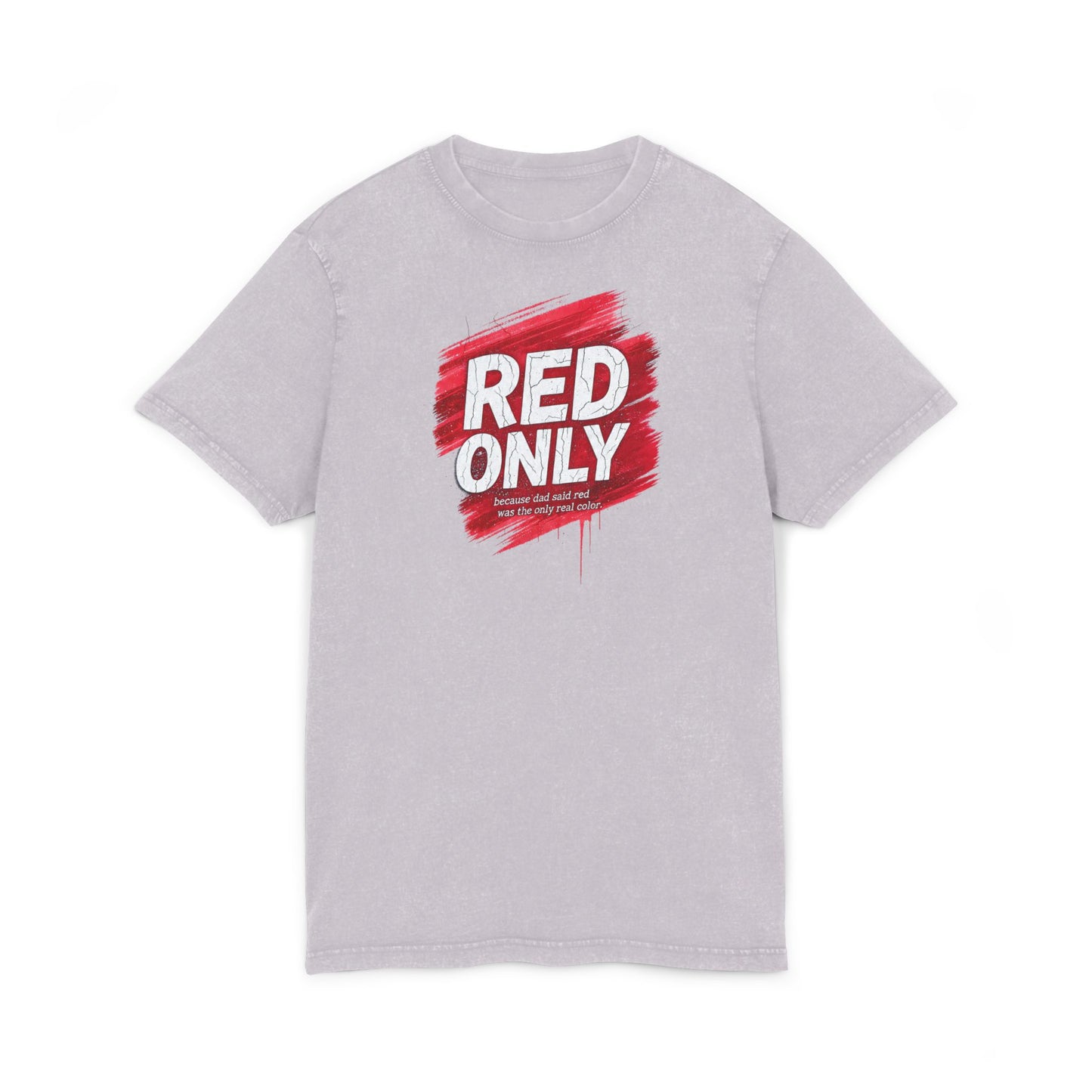 Red Only Acid Washed Round Neck Tee