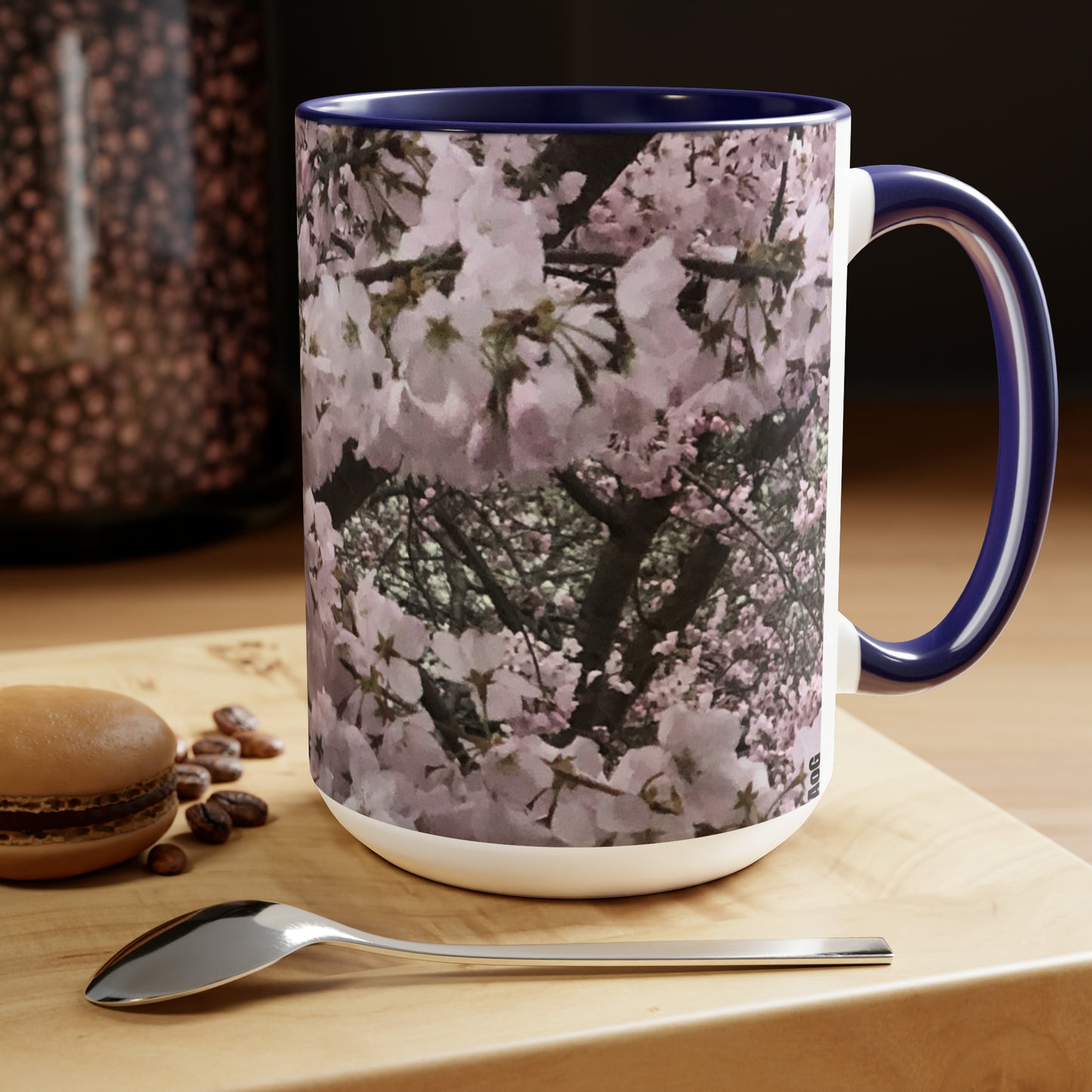 Cherry Blossom Two-Tone Coffee Mugs, 15oz