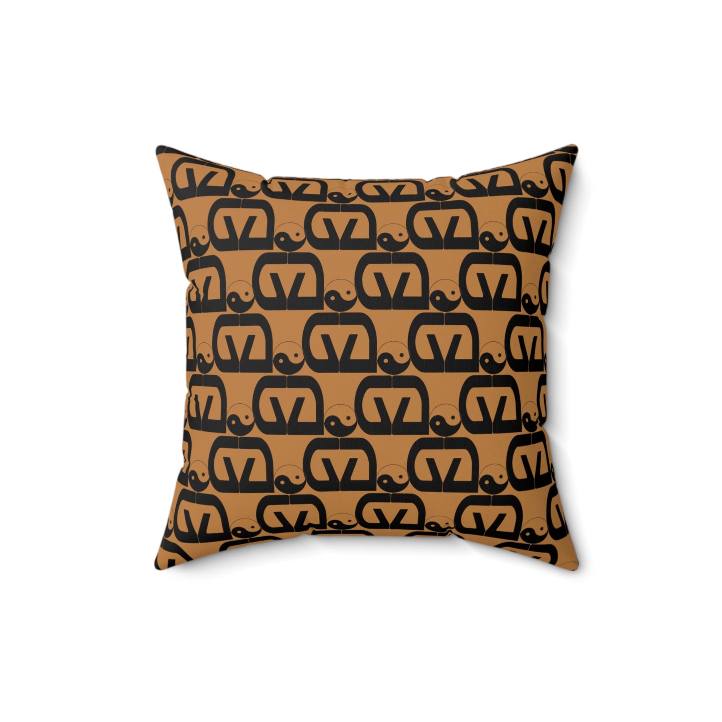 Brick-Light Brown Spun Polyester Square Pillow