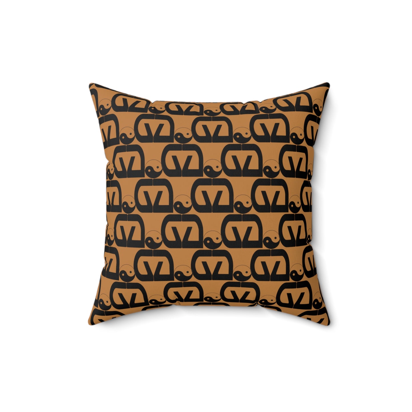 Brick-Light Brown Spun Polyester Square Pillow