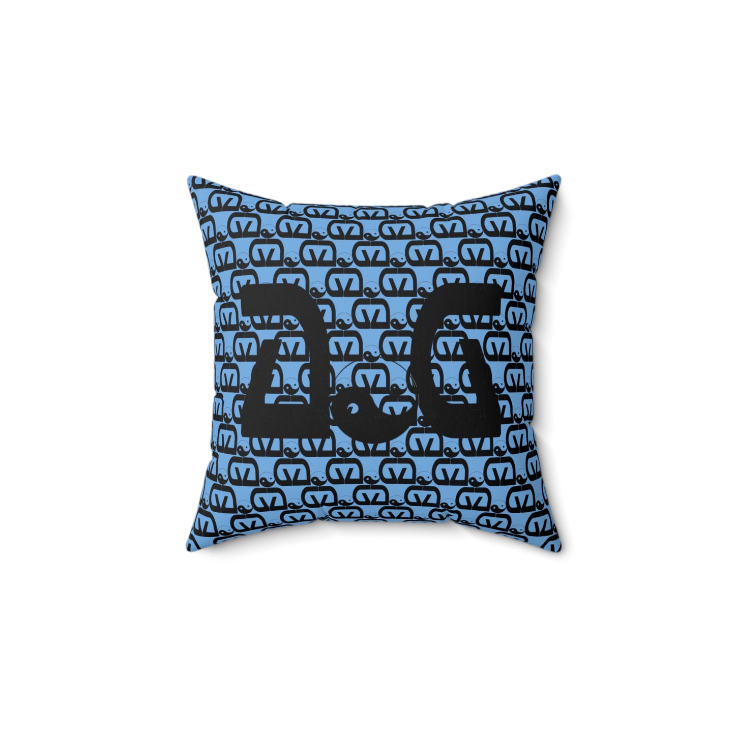 Brick-Light Blue Spun Polyester Square Pillow