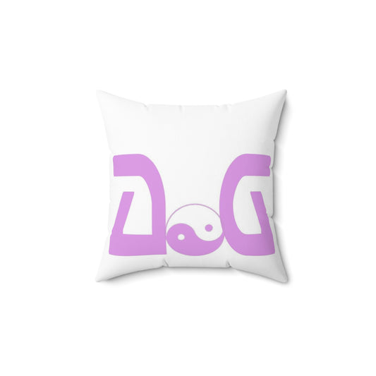 Pink-White Spun Polyester Square Pillow