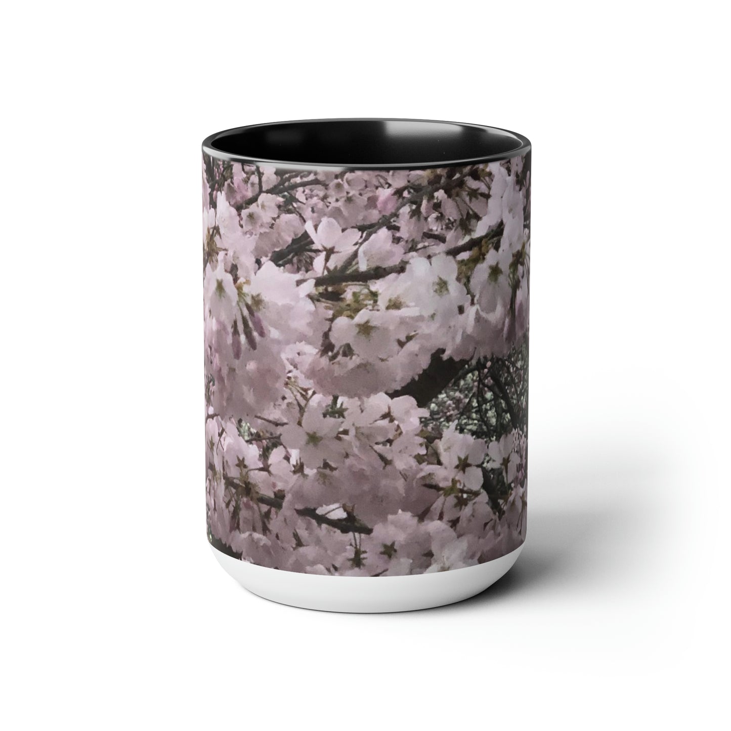 Cherry Blossom Two-Tone Coffee Mugs, 15oz