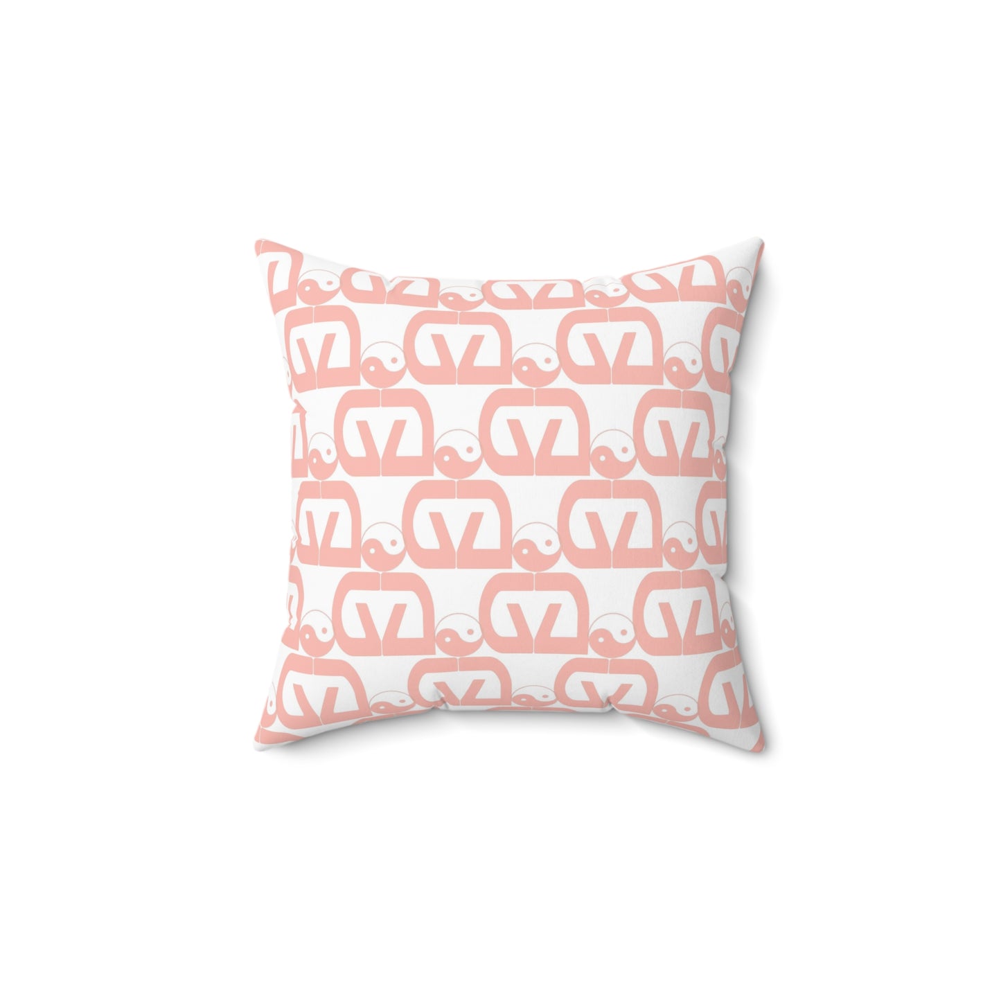 Pink-White Spun Polyester Square Pillow