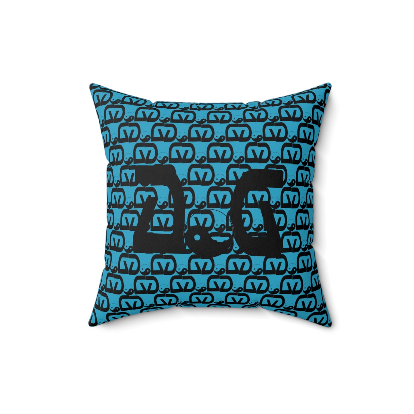 Brick-Torqoise Spun Polyester Square Pillow