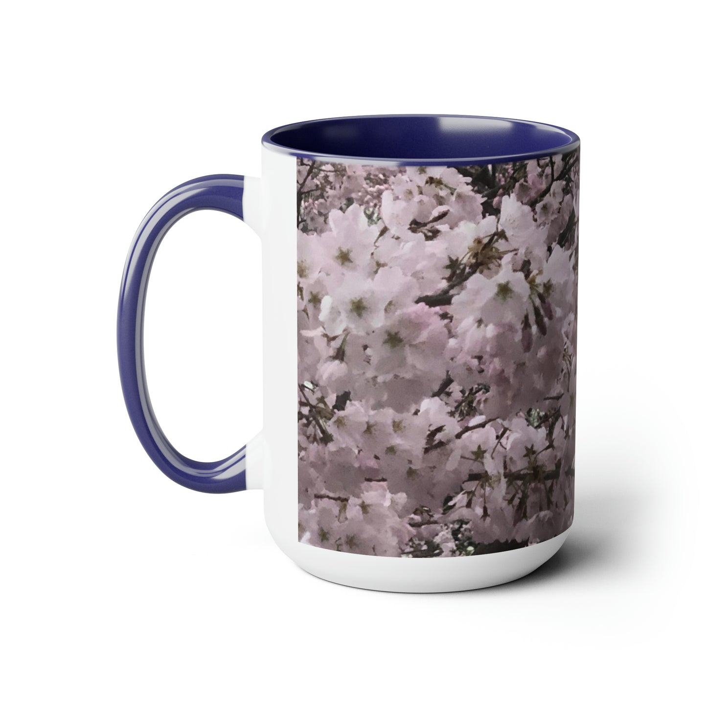 Cherry Blossom Two-Tone Coffee Mugs, 15oz