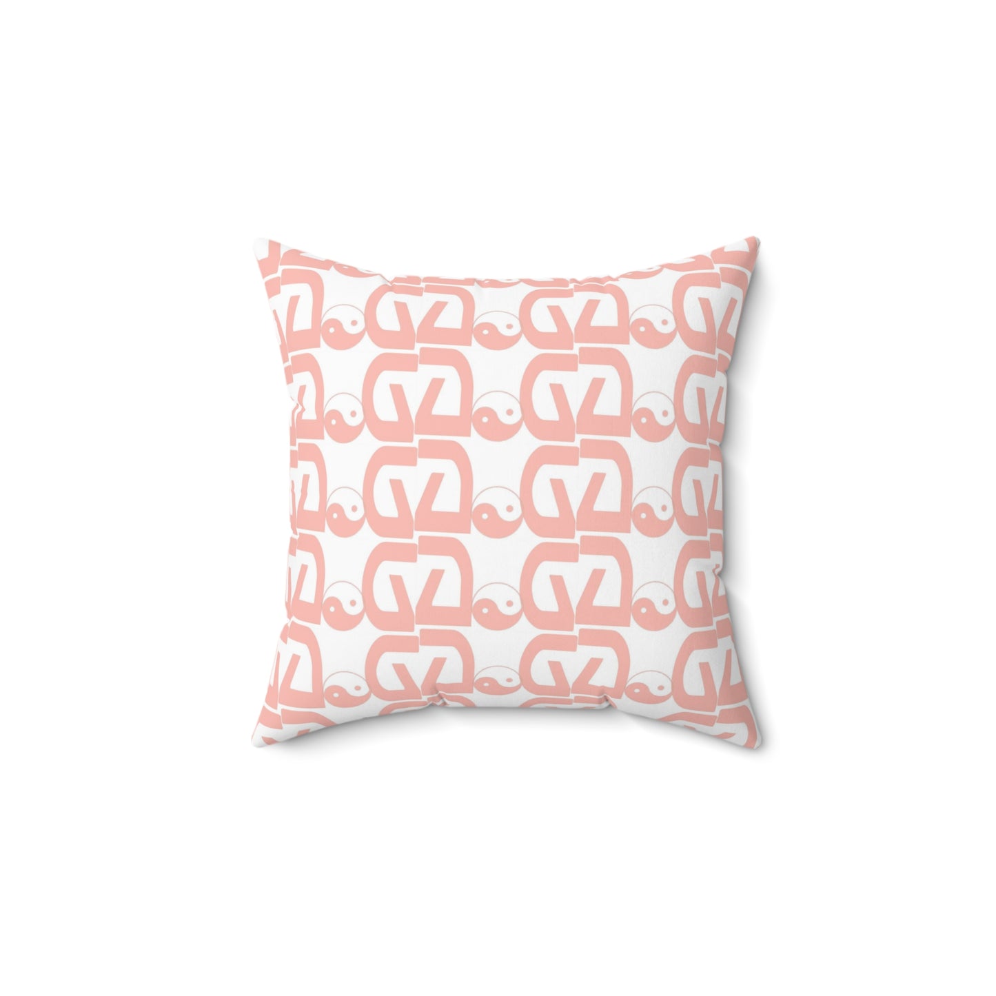 Grid Pink-White Spun Polyester Square Pillow