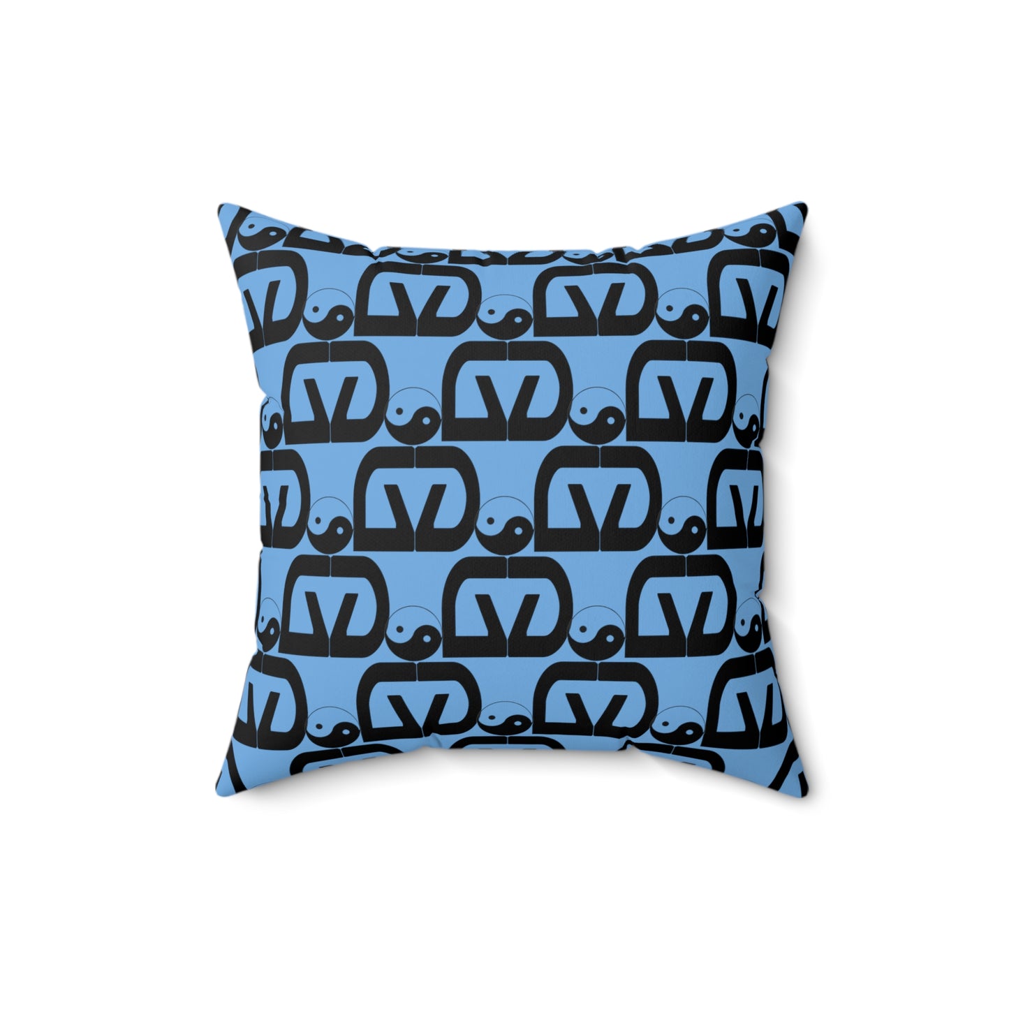 Brick-Light Blue Spun Polyester Square Pillow