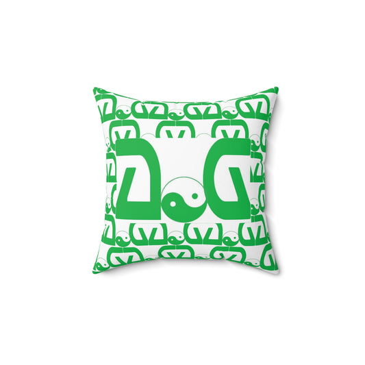 Green-White Spun Polyester Square Pillow