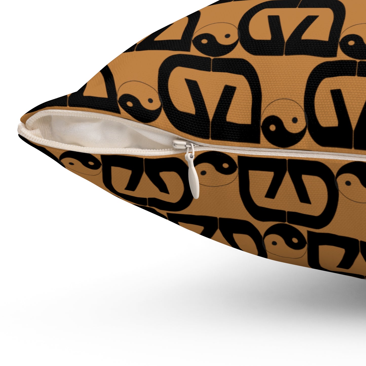 Brick-Light Brown Spun Polyester Square Pillow
