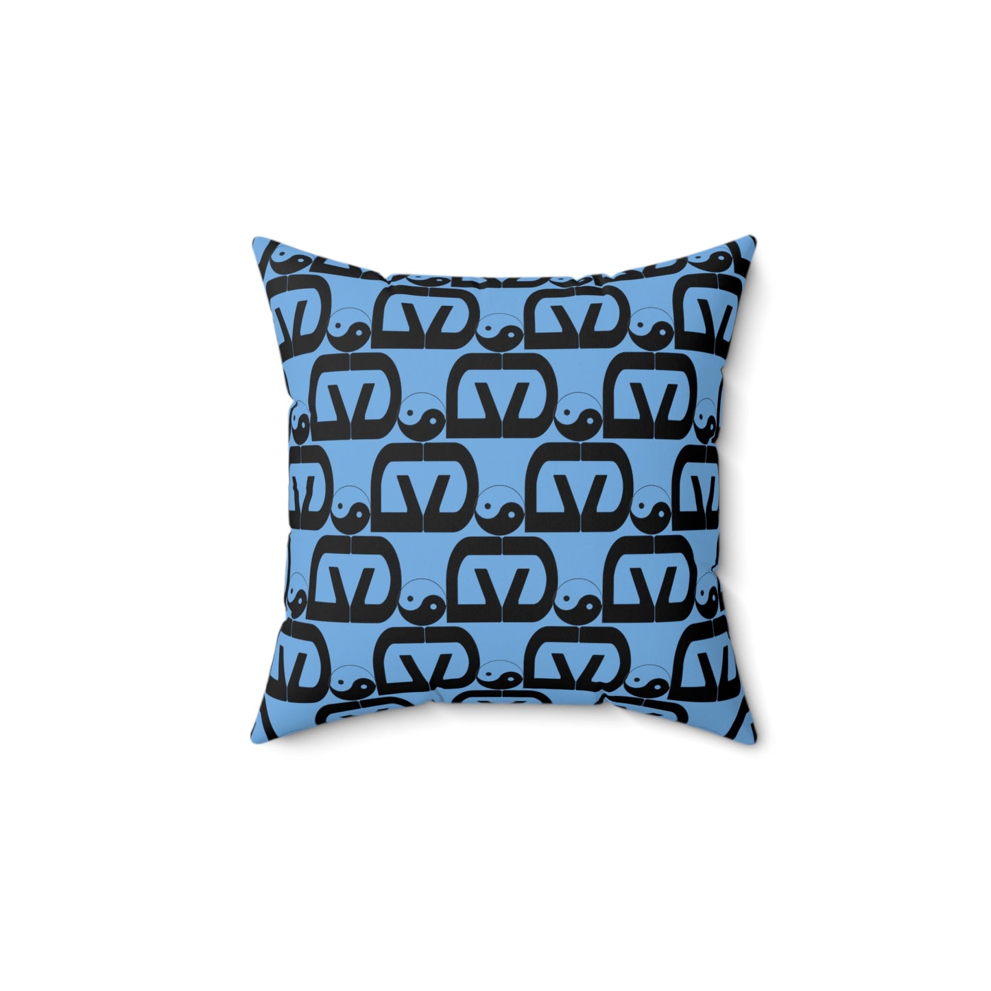 Brick-Light Blue Spun Polyester Square Pillow