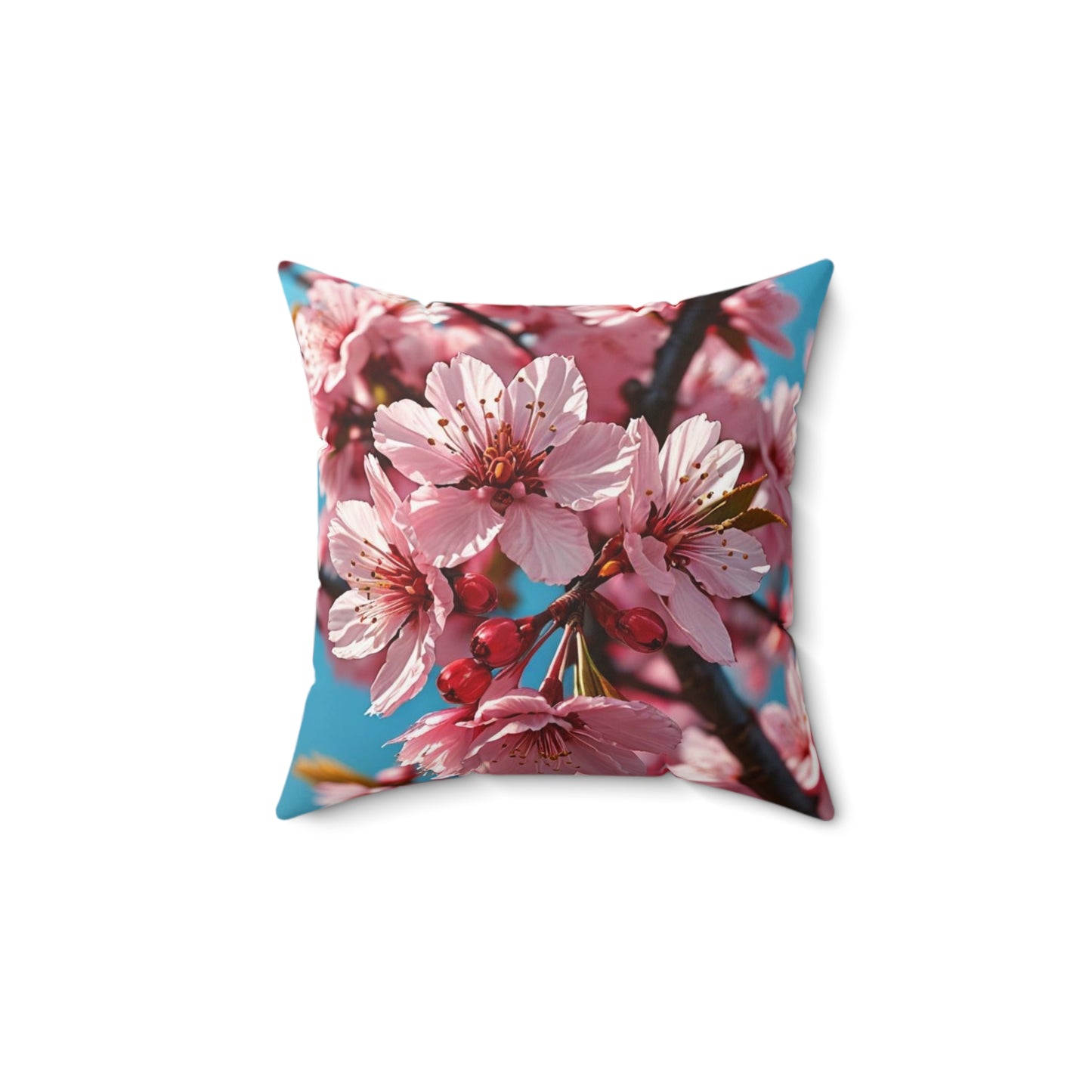 Cherry Blossom Spun Polyester Square Pillow