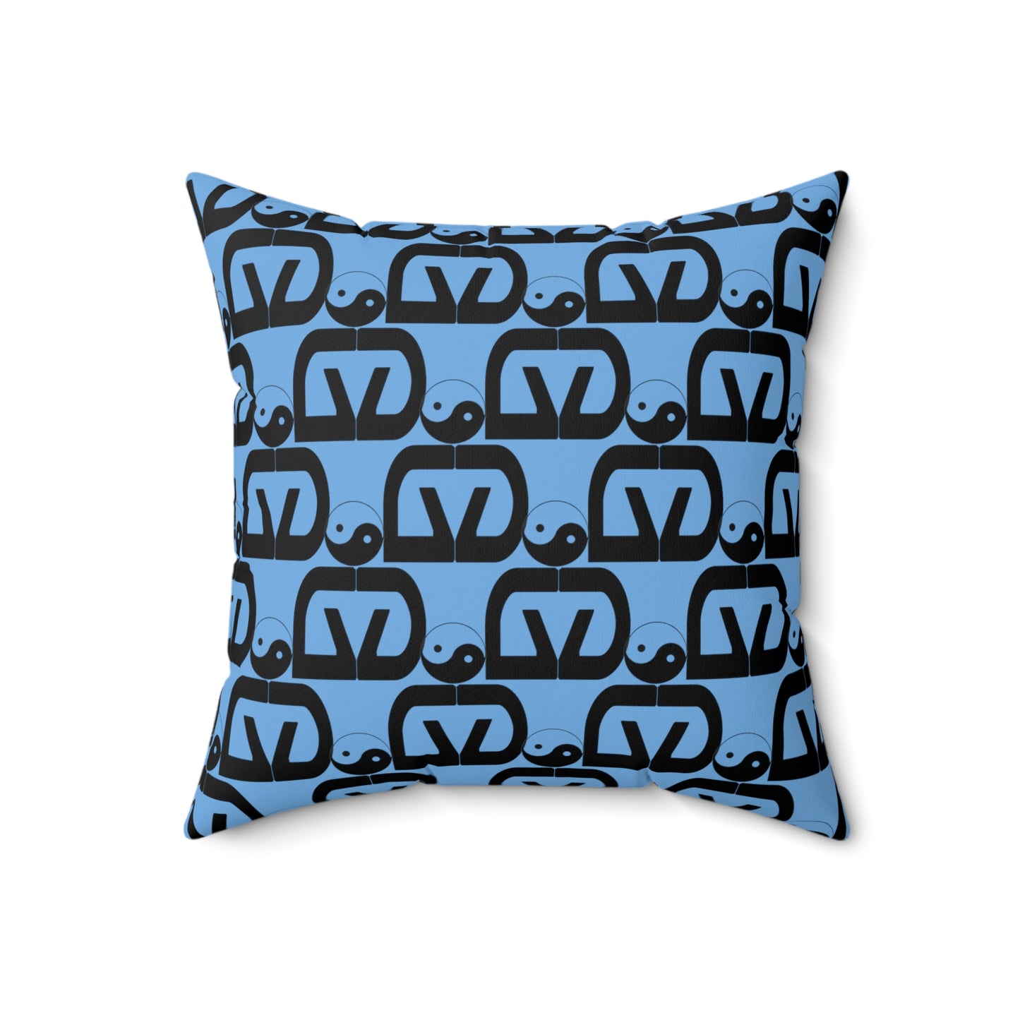 Brick-Light Blue Spun Polyester Square Pillow