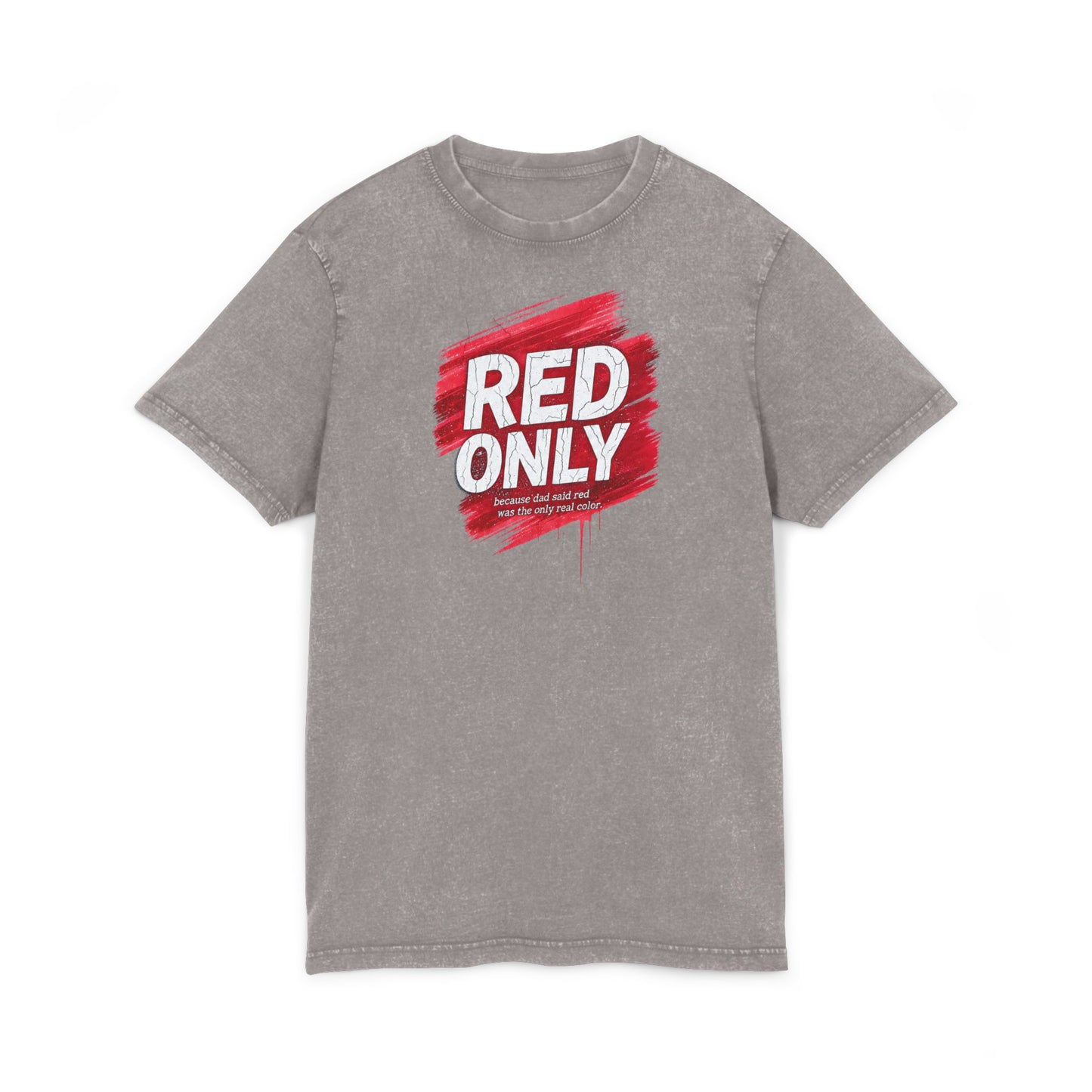 Red Only Acid Washed Round Neck Tee