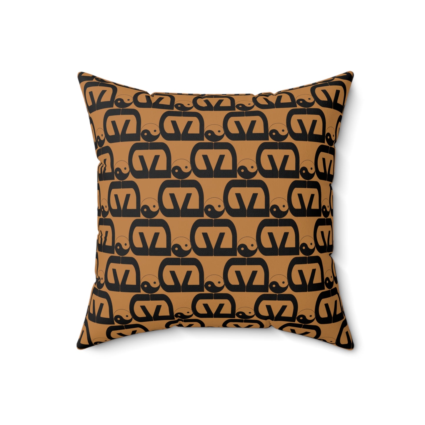 Brick-Light Brown Spun Polyester Square Pillow