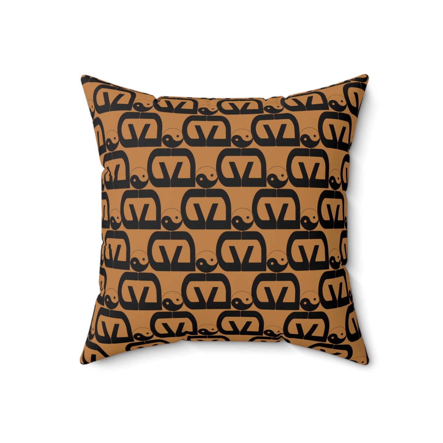 Brick-Light Brown Spun Polyester Square Pillow