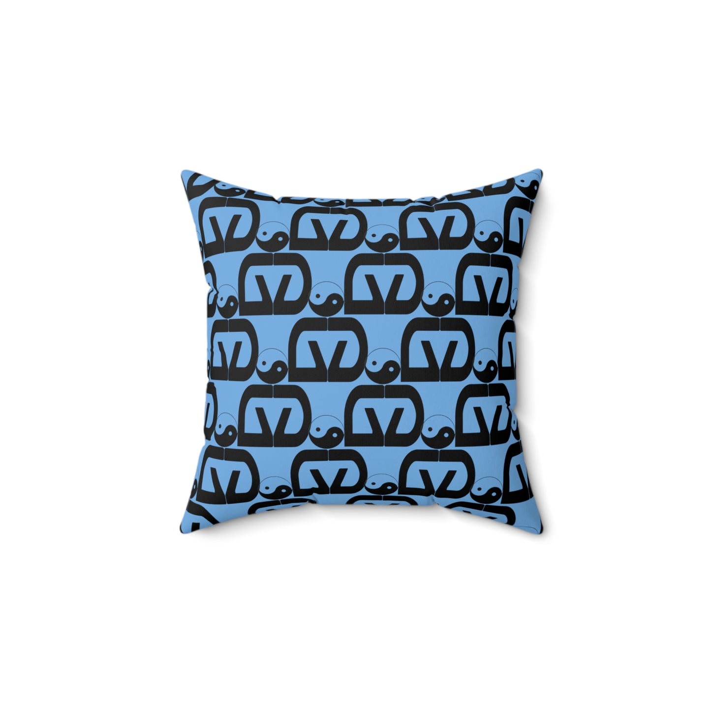 Brick-Light Blue Spun Polyester Square Pillow