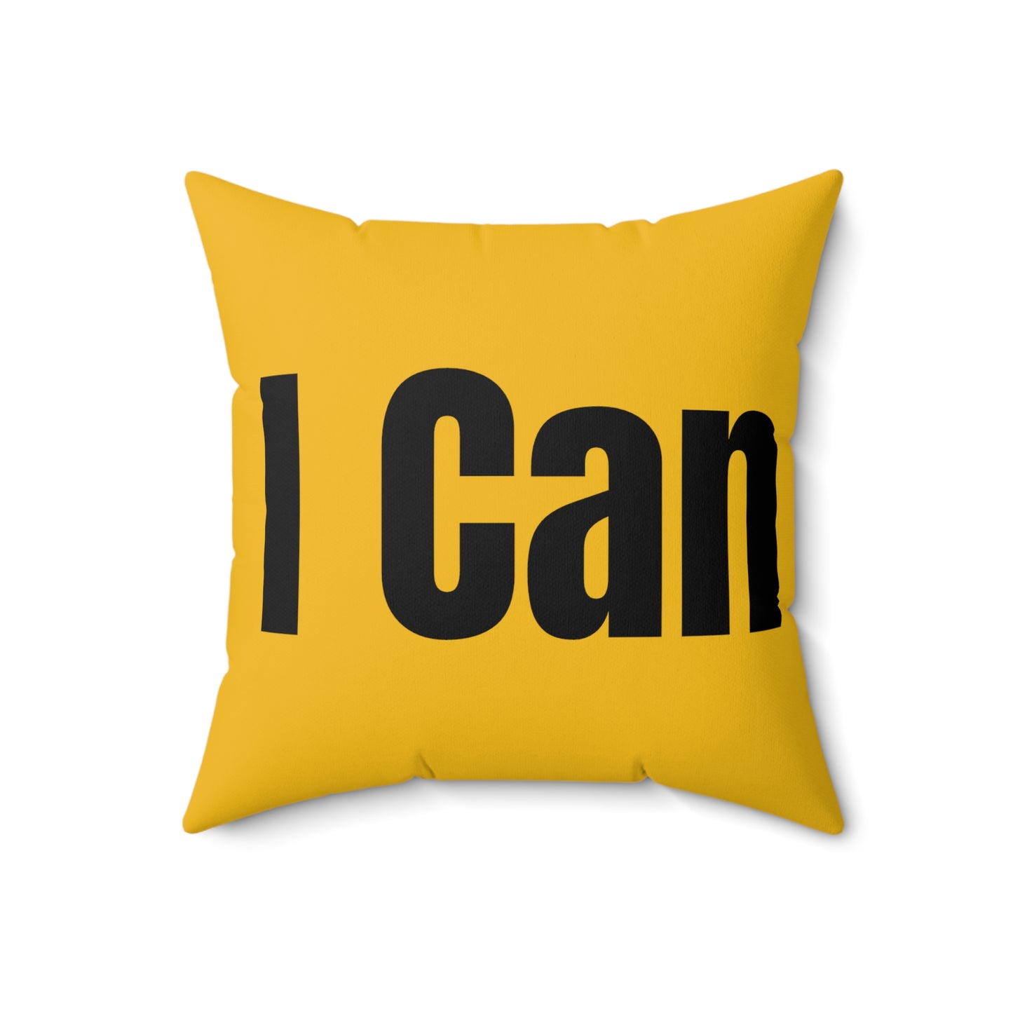 “I Can I Am” Black Yellow Spun Polyester Square Pillow