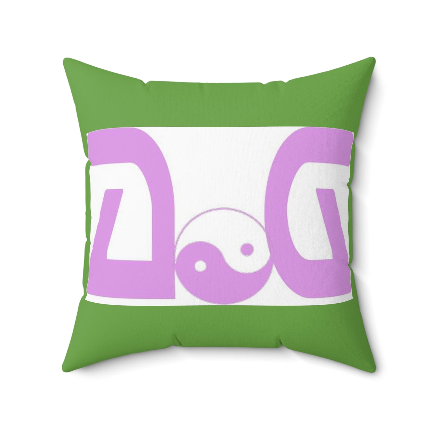 Pink - Green Spun Polyester Square Pillow