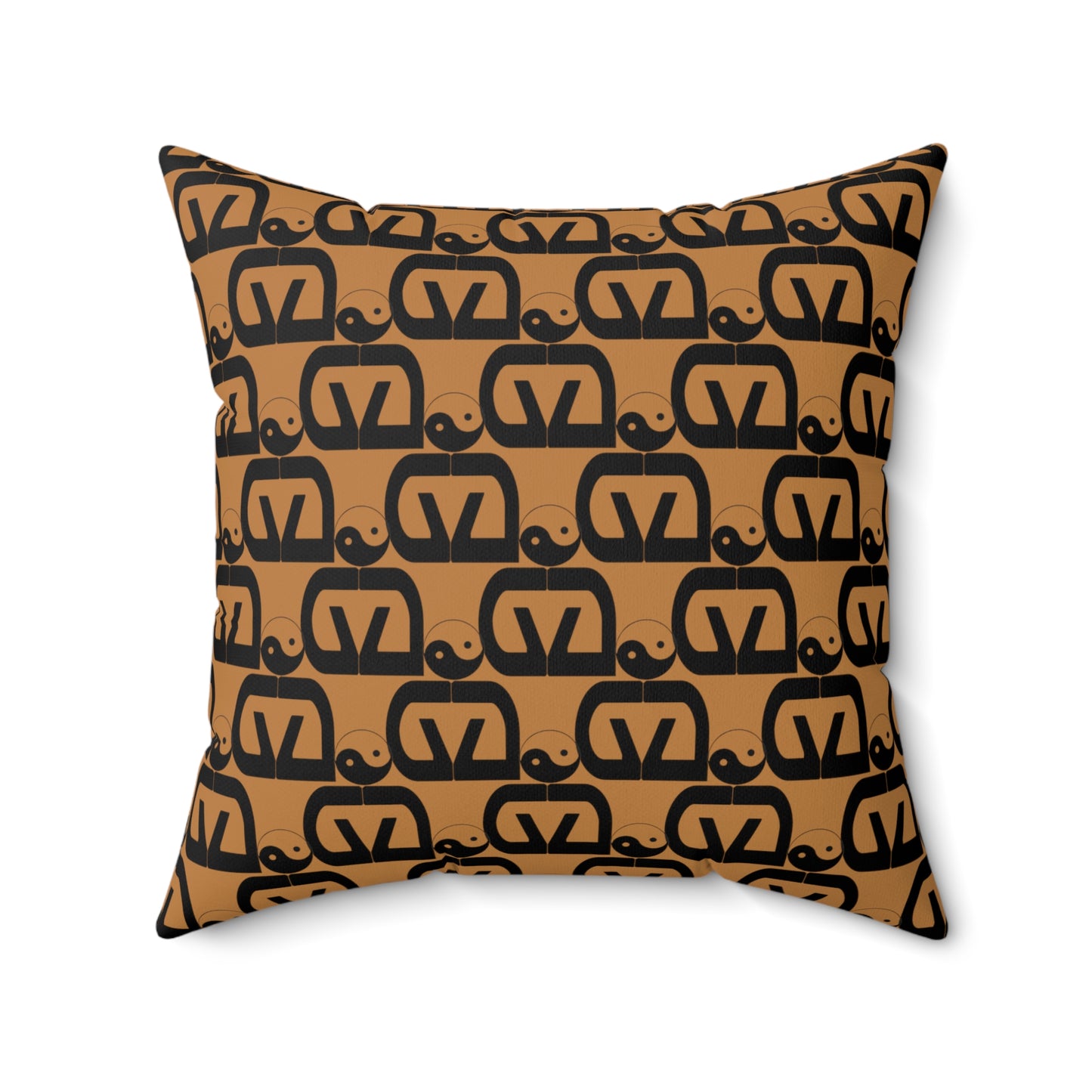 Brick-Light Brown Spun Polyester Square Pillow
