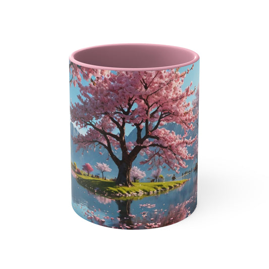 Cherry Blossom Accent Coffee Mug, 11oz