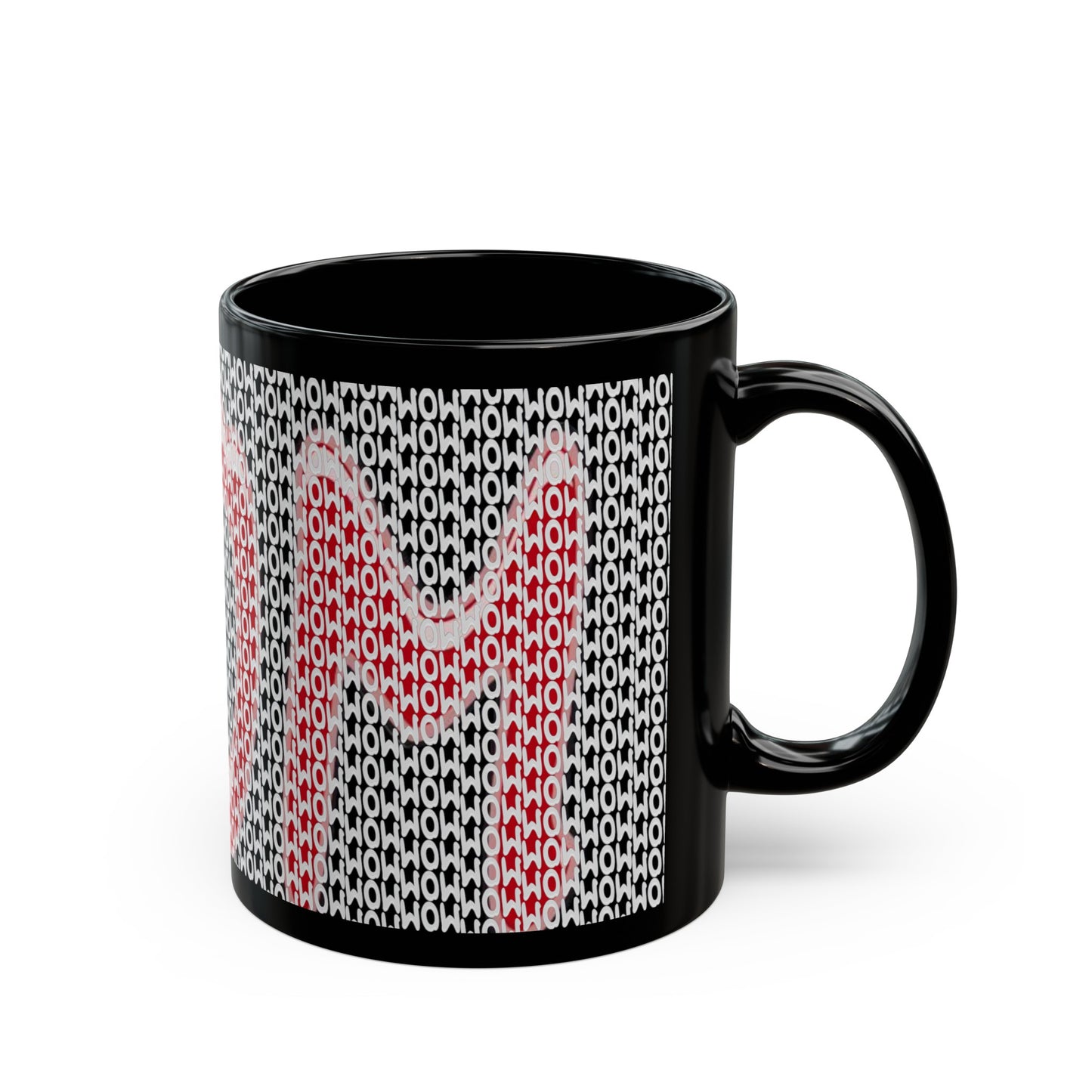 Wow Mom 3D Red on Black Mug (11oz, 15oz)