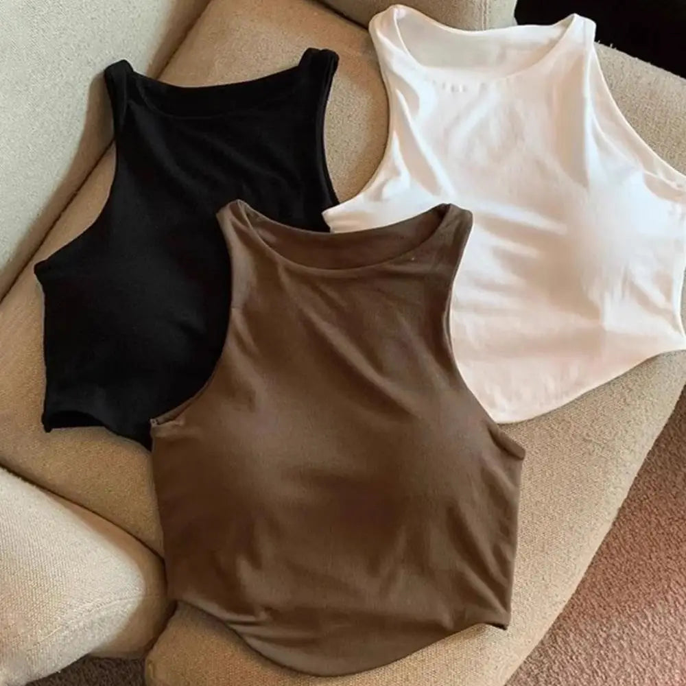 Tank Top For Women Solid Color Inner Vest Push Up Sport Bra Yoga Gym Tank Tops Casual Woman Sleeveless Top Summer Base Shirt