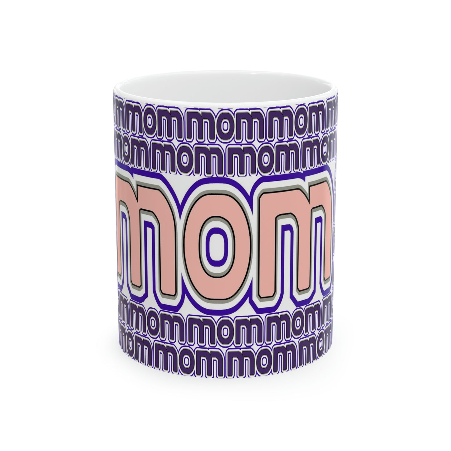 “Mom” Pink on Purple Ceramic Mug, 11oz