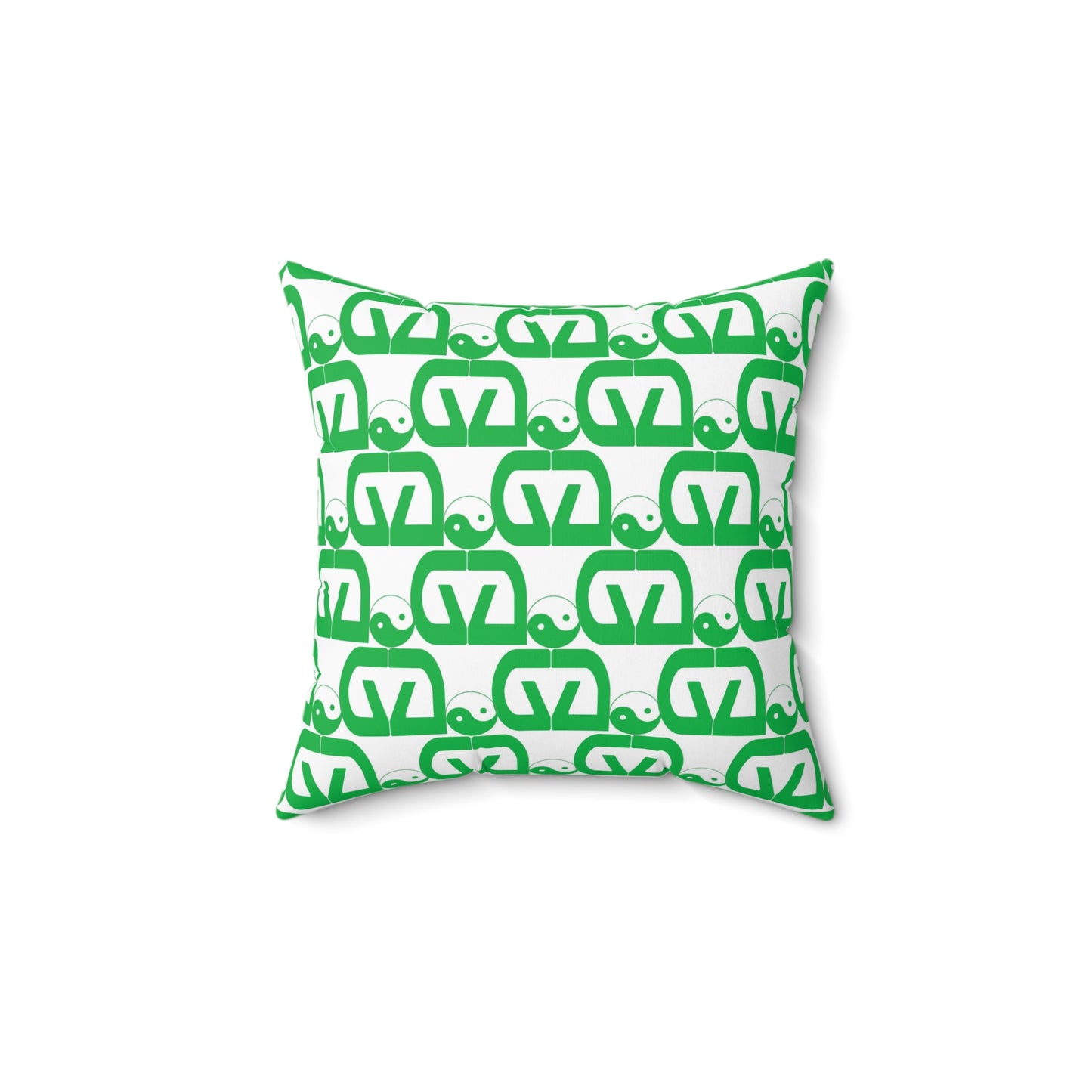 Green-White Spun Polyester Square Pillow