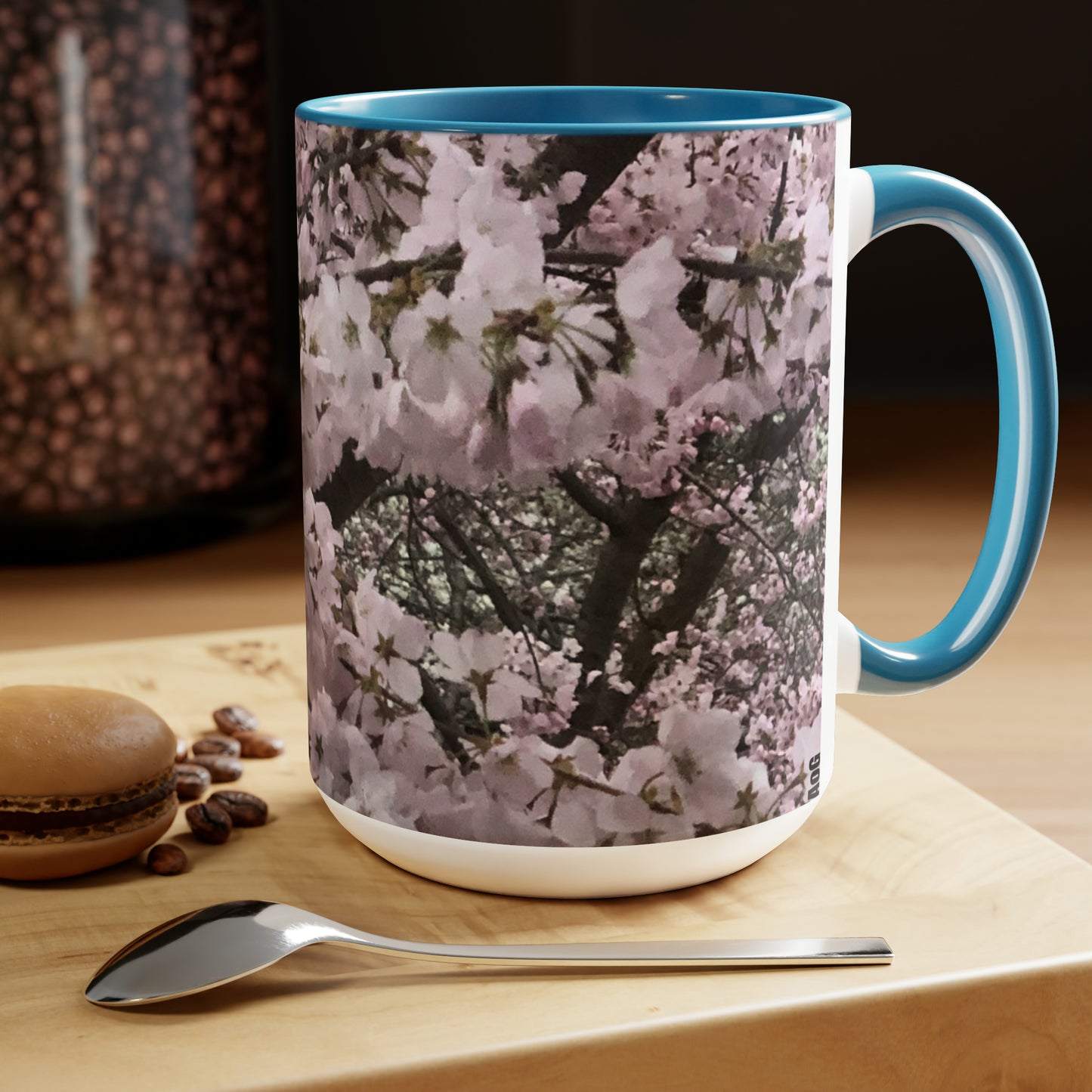 Cherry Blossom Two-Tone Coffee Mugs, 15oz