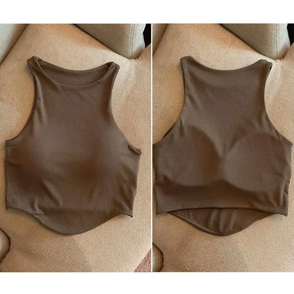 Tank Top For Women Solid Color Inner Vest Push Up Sport Bra Yoga Gym Tank Tops Casual Woman Sleeveless Top Summer Base Shirt