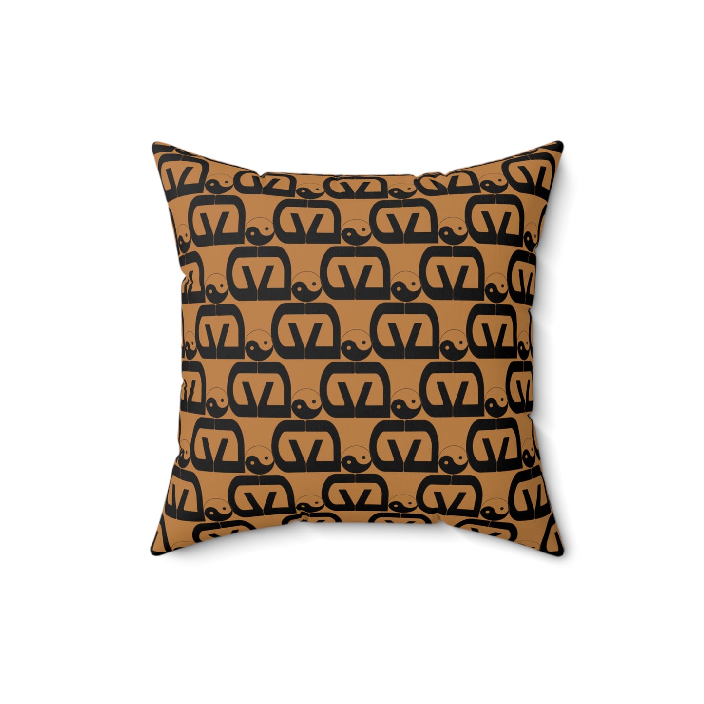 Brick-Light Brown Spun Polyester Square Pillow