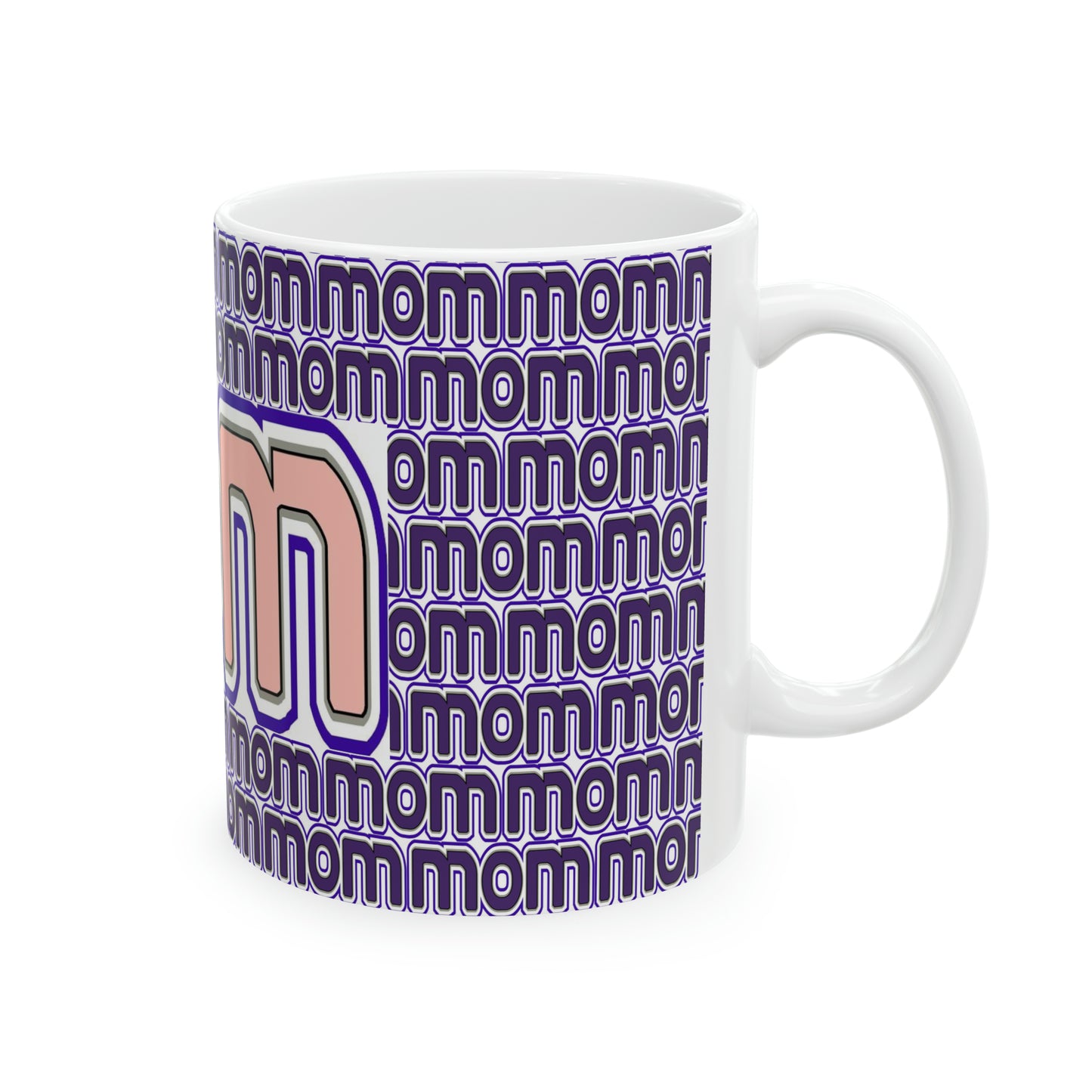 “Mom” Pink on Purple Ceramic Mug, 11oz