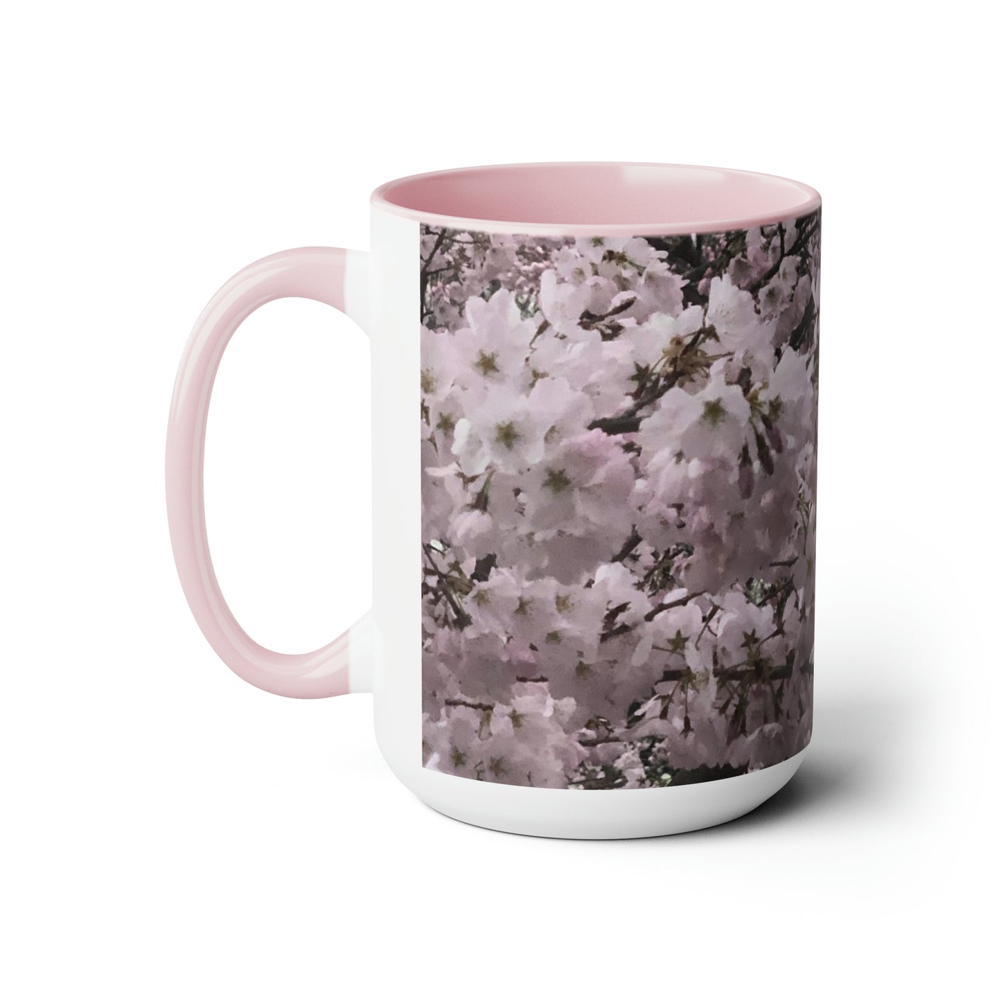 Cherry Blossom Two-Tone Coffee Mugs, 15oz